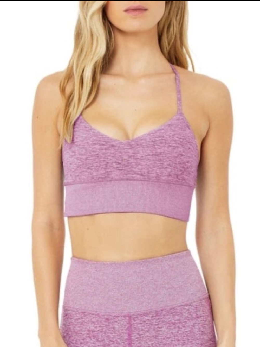 (E) ALO Yoga Heathered Lilac Seamless Sports set